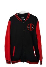 Marvel Deadpool Varsity Jacket Men’s Large Black Red Button Up