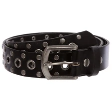beltiscool Casual Riveted Studded Grommets & Studs Solid Leather Belt 38" Black
