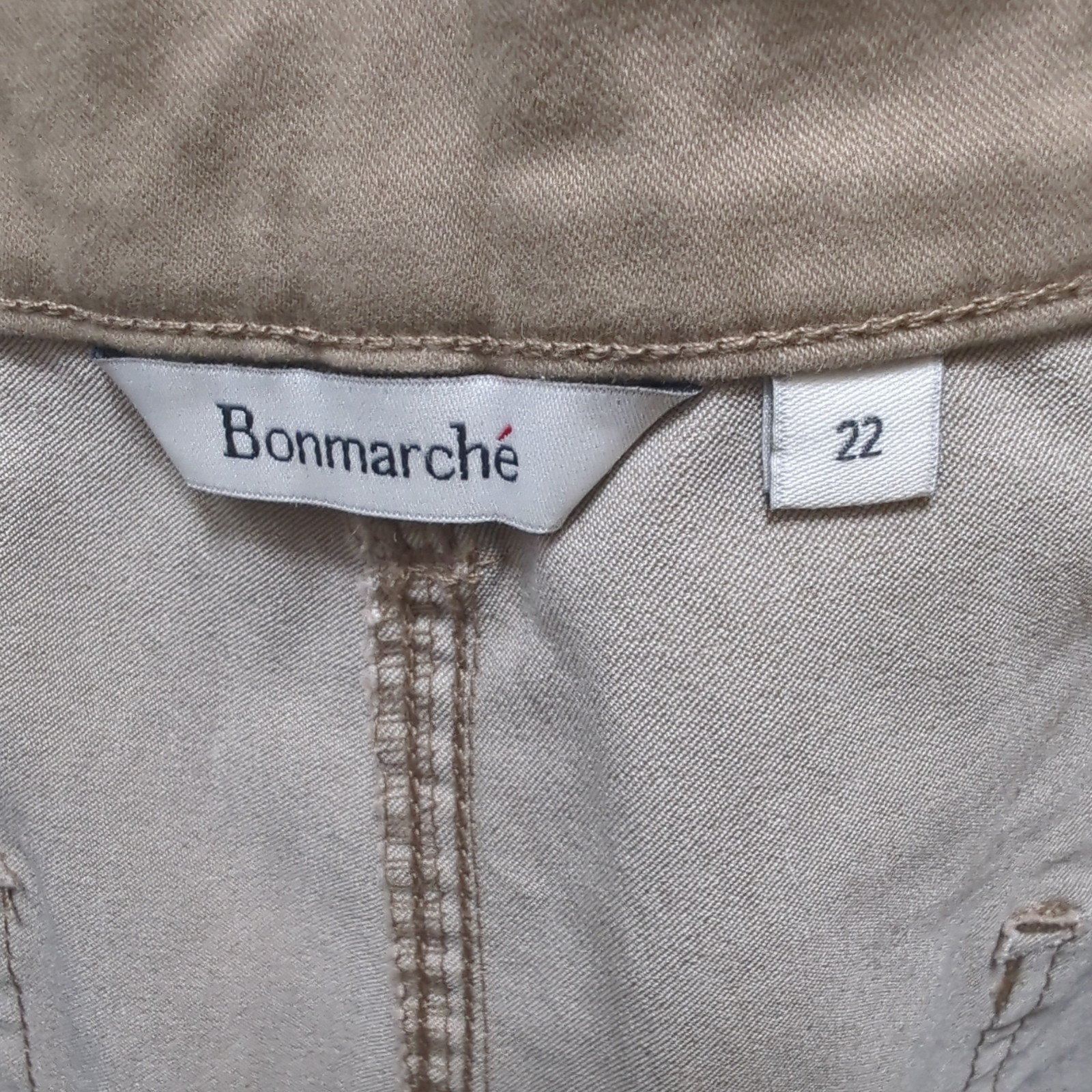 Bonmarché Beige Denim Wide Leg Trousers Pockets UK 22 27in Leg image 9