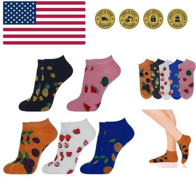 Womens 5 Pairs Lightweight Cotton Novelty Low Cut Ankle Socks, Unique Fun Gif...