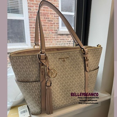 Michael Kors Sullivan Large Logo Top Zip Tote Bag Vanilla & Soft Pink