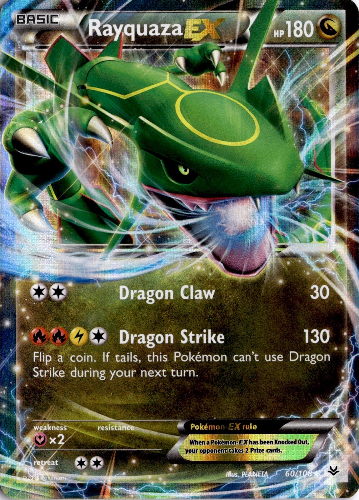 Rayquaza EX 60/108 Holo EX Rare Roaring Skies Pokemon Lightly Played