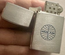 NIB Vintage Penguin stainless steel Lighter Pan Am Airlines PAA Japan globe logo