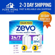 2-Pack Plug-In Fly Trap with Blue & UV Light - Mess-Free Indoor Insect Control