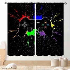 Gamer Curtains for Boys Room, Kids Teens Men Gaming Colorful Gamepad Controll...