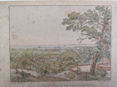 Altkolorierter Kupferstich um 1830. Der Haafen von Schwinemünde. Ferd. Berger: