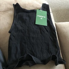 Halara Seamless Flow Cut Out Cropped Tank Vest Top One Size Black New With Tags
