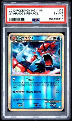 2010 POKEMON HEARTGOLD & SOULSILVER #123 GYARADOS-REVERSE FOIL PSA 6