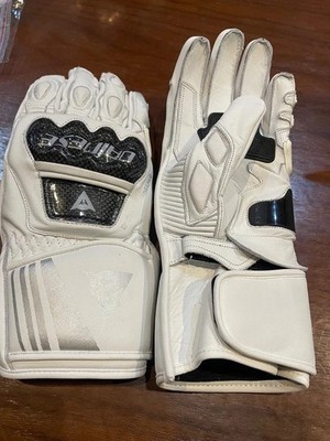 Dainese Druid 3 Motorcycle White Leather Gloves