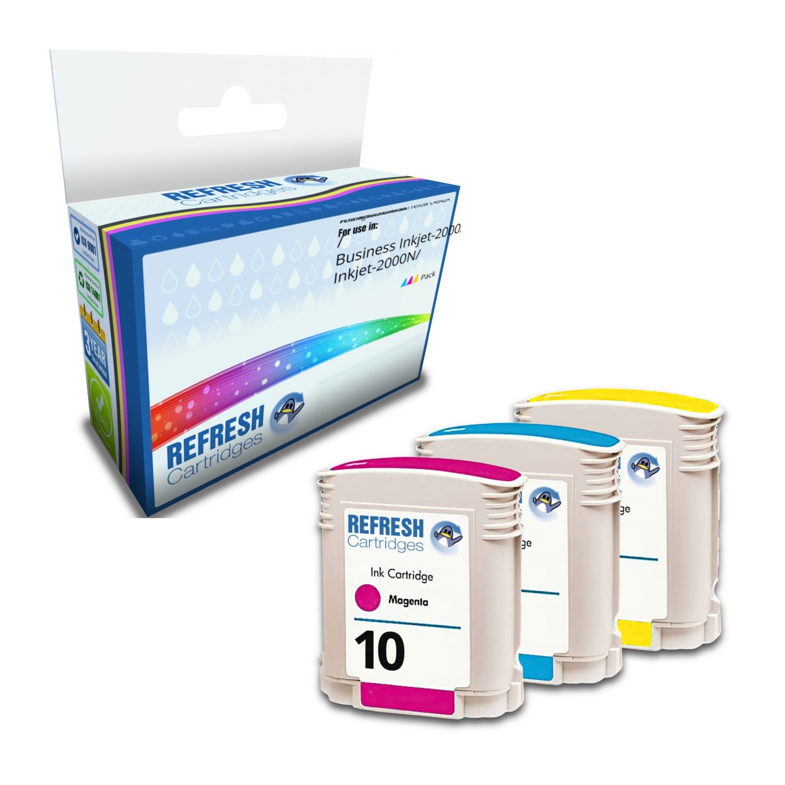 Refresh Cartridges 3 Colour Pack #10 Ink Compatible With HP Printers