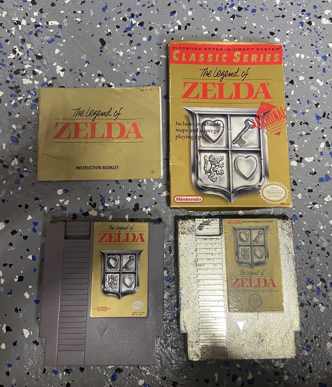 The Legend of Zelda (Nintendo NES,1992) Classic Series Gold Complete CIB 2 Games