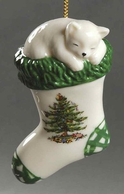 Spode Christmas Tree - Kittens Kitten In Stocking - Boxed 13597905