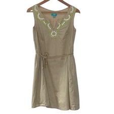 Calypso St. Barth Target Tan Beaded Shift Dress Size XSmall Sleeveless