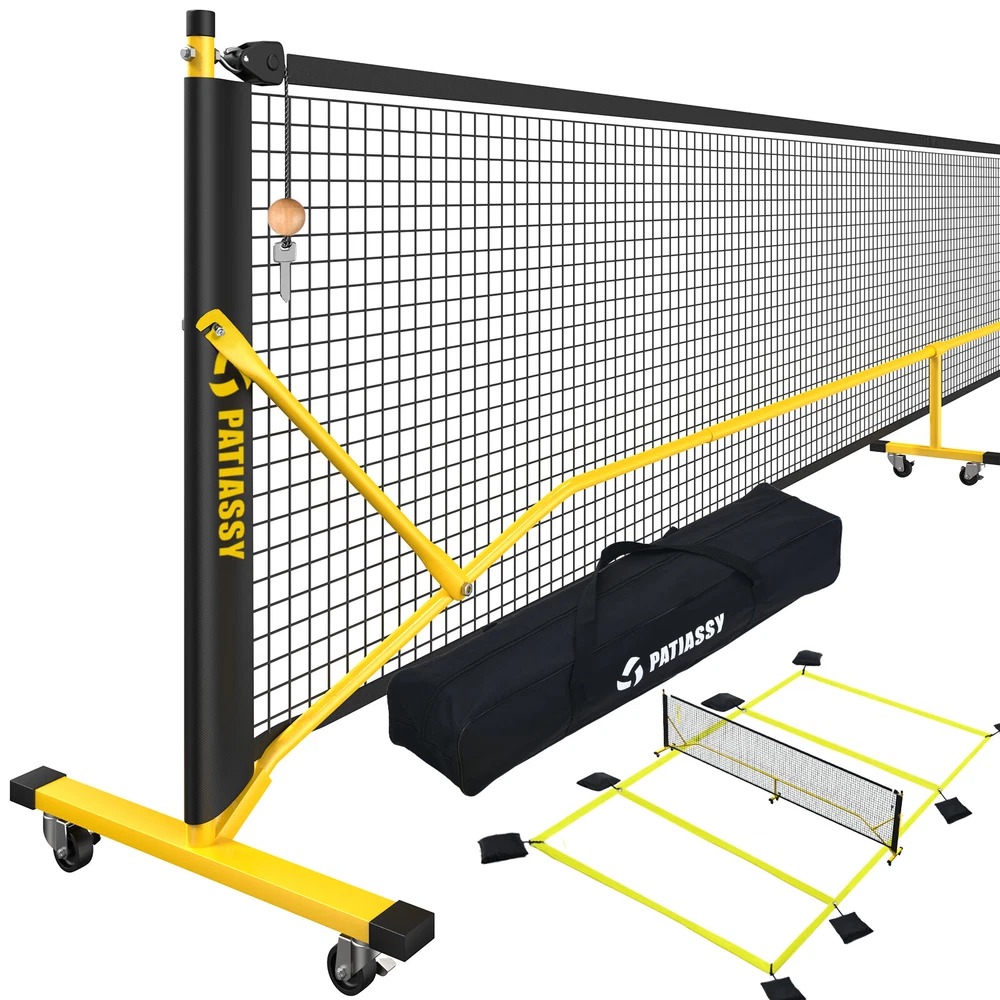 Pickleball Net Set with Wheels & Court Marking Kit 22 FT Portable Pickleball Net Pickleball Net Set with Wheels & Court Marking Kit 22 FT Portable Pickleball Net