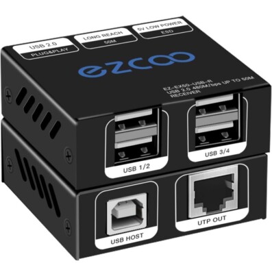 USB Extender 165ft 50m 4-Port USB2.0 HUB by Cat5e Cat6 - New Open Box