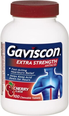 Gaviscon Extra Strength Cherry For Fast-Acting Heartburn 100 Tablets (Pack Of 2)