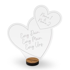 Acrylglasschild Aufsteller Acryl Gravur individuell Geschenk - Zwei Herzen