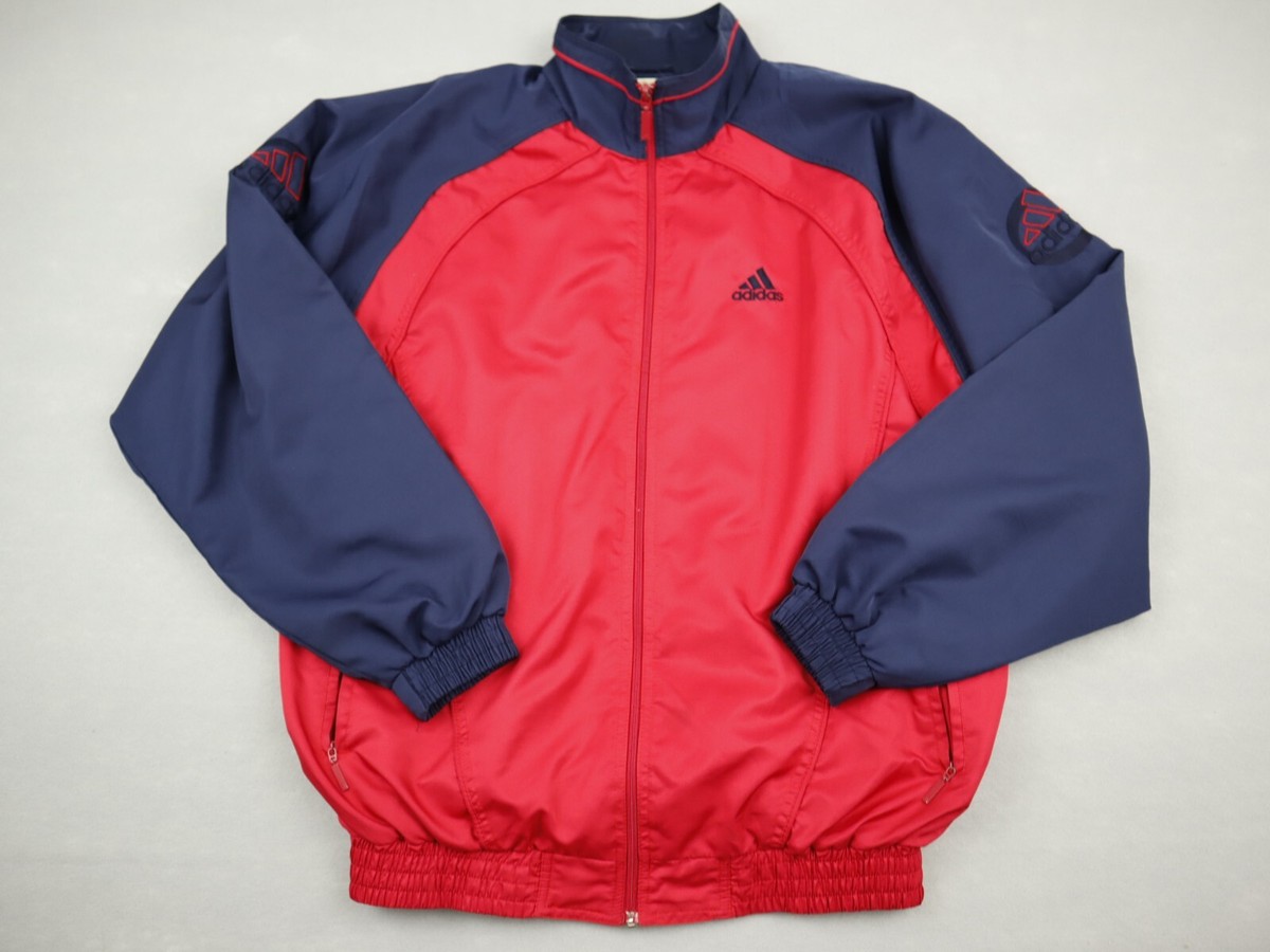 Vintage Adidas Track Jacket Men 2XL Red Blue Zip Windbreaker Vintage Adidas Track Jacket Men 2XL Red Blue Zip Windbreaker