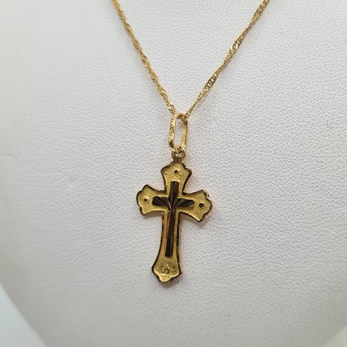 Collier et pendentif croix or jaune 22 carats - Picture 2 of 4