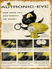 1955 Ad General Motors Autronic Eye Automatic Headlight Con Metal Sign 9 X 12