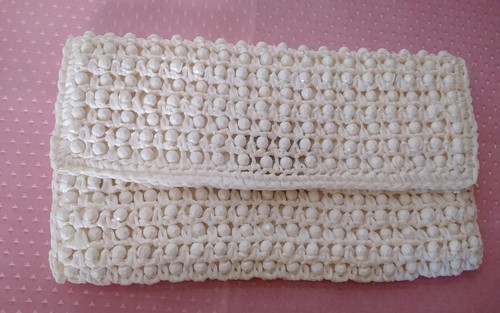 Vintage White Beaded 60's Clutch Purse Mod Retro 10”x5” Made Italy The Broadway - Picture 7 of 18