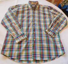 Alan Flusser Men's Long Sleeve Button Up Shirt Size L large plaid Multicolor GUC