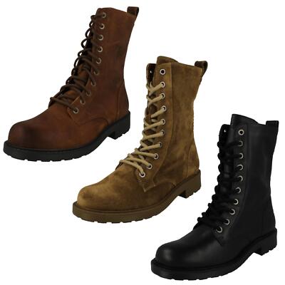 Ladies Clarks Lace Up Detailed Combat Style Boots Orinoco2 Style