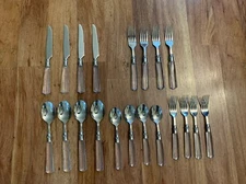 Vtg Martha Stewart Everyday Stainless MSE Clear Plastic Handle Flatware 20 Piece