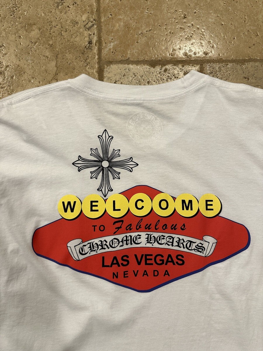 Chrome Hearts Welcome to Las Vegas Scroll Logo White Tee
