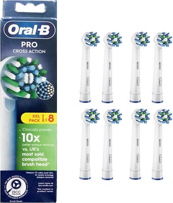 Oral-B Pro Cross Action Electric Toothbrush Heads X-Shape, 8 White Heads