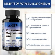 Magnesium potassium supplement 1000mg, magnesium zinc potassium capsules