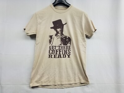 The Man W No Name Tan T-Shirt Clint Eastwood Get Three Coffins