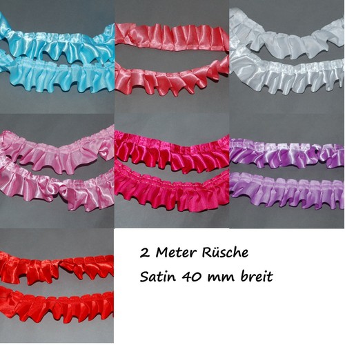 2-6 m Spitze Spitzenband Spitzenborte Rüschenspitze weiß blau Volant Satin - Bild 2 von 46
