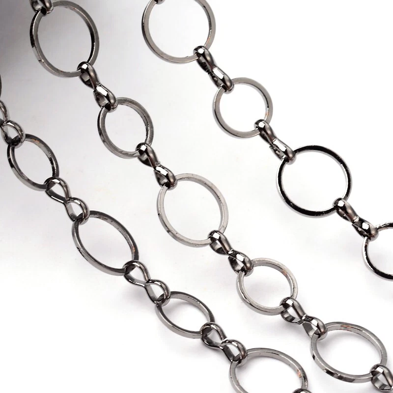 Cadenas de eslabones redondos de latón hechas a mano únicas de 3,28 pies/rollo cuerda artesanal carrete 8 ~ 10x1 mm Foto 3 de 4