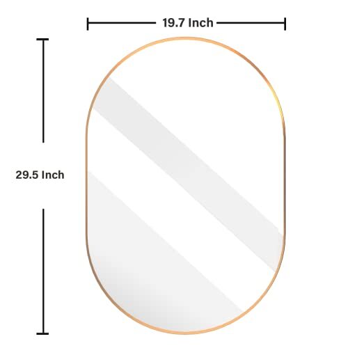 Gold Oval Wall Mirror 20" X 30" Oval Bathroom Mirror Large Vanity Decor