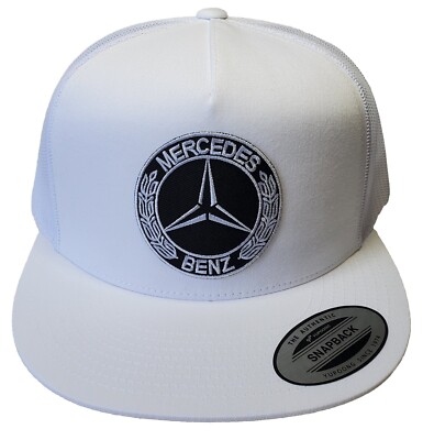 Mercedes Benz Embroidered Patch Trucker Hat/YP Classics 6006 White