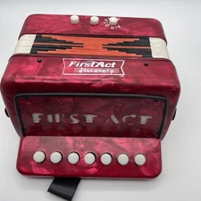 Vintage First Act Discovery Red Faux Mother of Pearl Children Youth ACCORDION