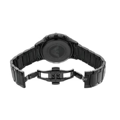 NEW GENUINE EMPORIO ARMANI AR2453 BLACK SILVER TONE STAINLESS STEEL MENS WATCH - Picture 3 of 4