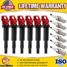 Paquete de 6 bobinas de encendido con bujías para BMW 128i 325i 328i X3 X5 M6 3,0 L UF592
