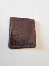 Vintage Genuine Alligator Dark Brown Bi-fold Wallet unique handmade crocodile