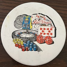 Vintage Pin Pinback Las Vegas Gambling Roulette Slot Machines Cards