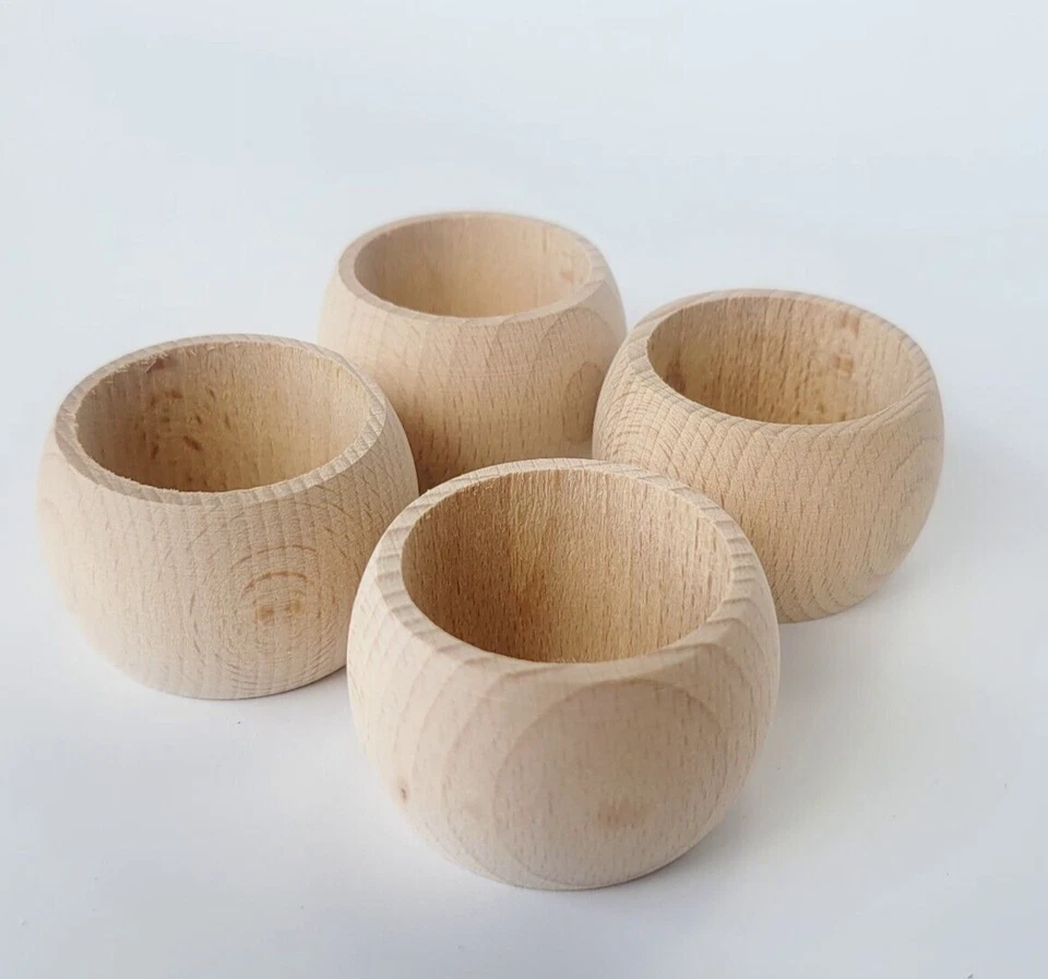 Wooden Round Napkin Rings ( 2 ), Set of 4, make of Natural Wood, - Unpainted - Image 2 of 4