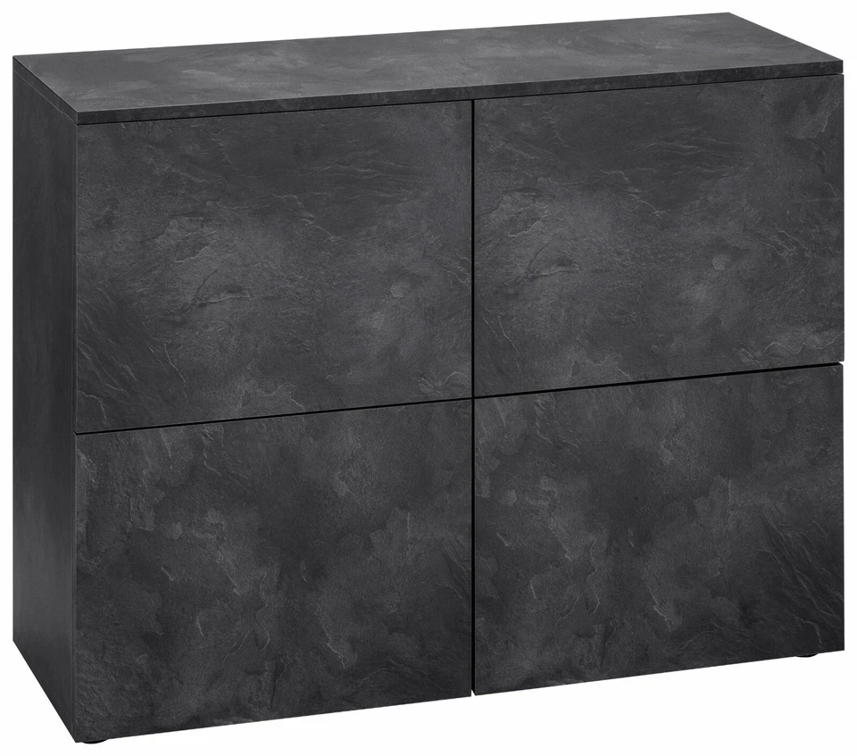 Kommode 4 Türen Sideboard Schrank Schwarz Schieferoptik Garderobe ROVA 93 cm - Bild 2 von 4