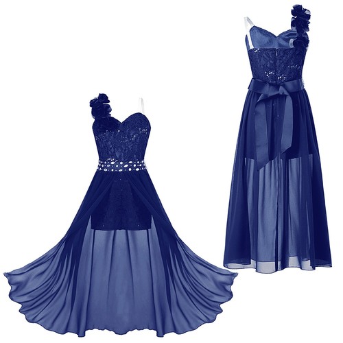 Flower Girl Sequins Dress Princess Party Wedding Bridesmaid Dresses Prom Gown - Picture 3 of 58