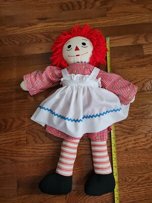 Vintage Raggedy Ann Doll Handmade 1970s Rag Country Folk Art Sewn Cloth 24
