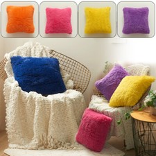 Fluffy Faux Fur Shaggy Pillow Case Plush Cushion Cover Sofa Bed Home Decor 17"