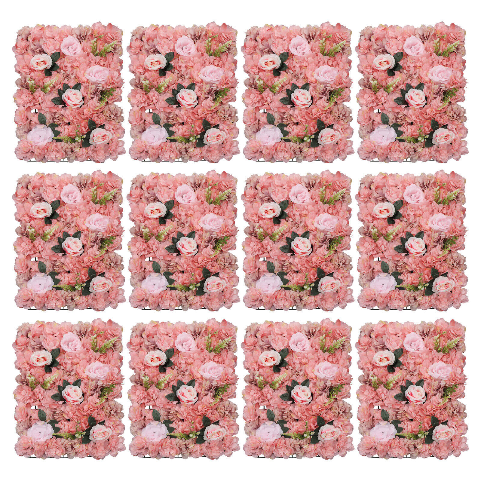 12 Pcs Flower Wall Panel, Artificial Flower Backdrop, Flower Panels for Backdrop