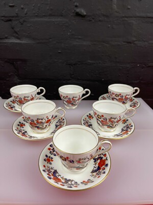 6 x Aynsley Paradiesvogel Teetassen und 5 Untertassen Set 