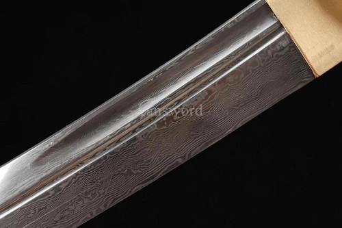 Japanese Tanto Folded Steel UNOKUBI ZUKURI Mini Sword Full Tang Battle ReadyGold - Picture 4 of 10