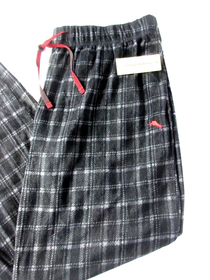Tommy Bahama Men's Black Grey Plaid Soft Fleece Relax Lounge Sleeping Pants NWT - Image 3 of 4